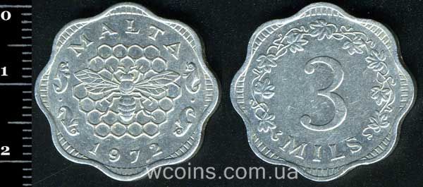 Монета Мальта 3 мілса 1972