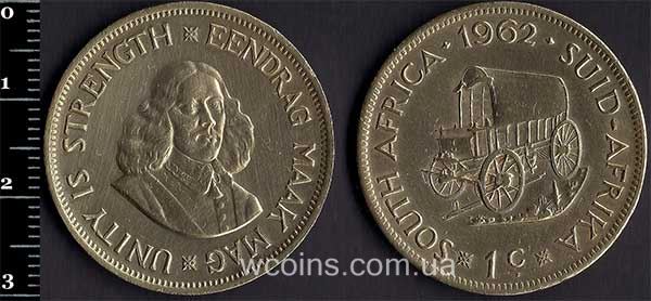 Монета Південна Африка 1 цент 1962