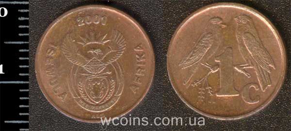 Монета Південна Африка 1 цент 2001