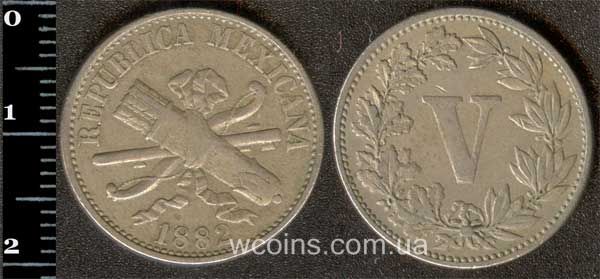 Монета Мексика 5 сентавос 1882