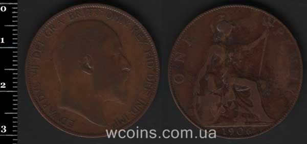 Монета Великобританія 1 пенні 1906