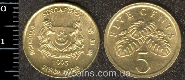 Coin Singapore 5 cents 1995