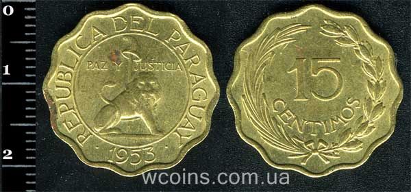 Монета Парагвай 15 сантимів 1953