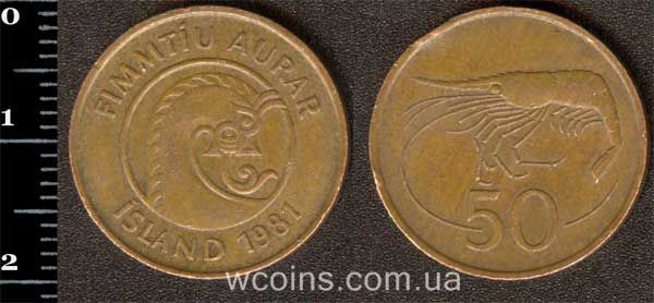 Монета Ісландія 50 ейре 1981