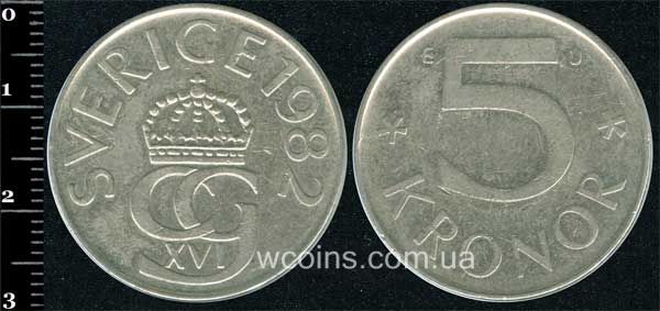 Монета Швеція 5 крон 1982