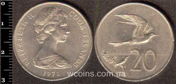 Монета Кука Острови 20 пенсів 1974