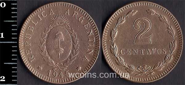 Монета Аргентина 2 сентаво 1945