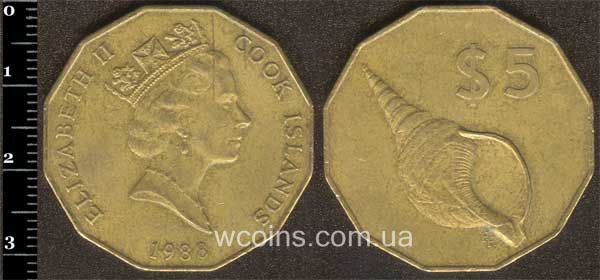 Coin Cook Islands 5 dollars 1988