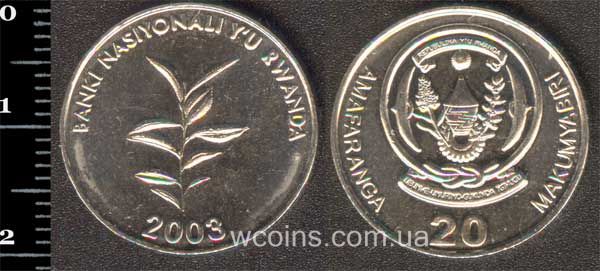 Монета Руанда 20 франків 2003