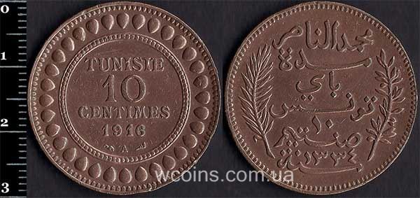 Монета Туніс 10 сантимів 1916