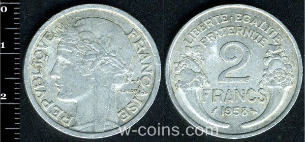 Монета Франція 2 франка 1958