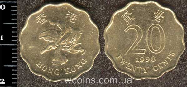 Монета Гонконг 20 центів 1998