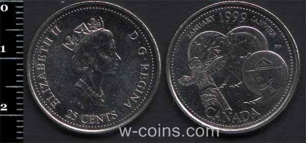 Монета Канада 25 центів 1999