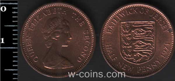 Монета Джерсі 1/2 нових пенсів 1971