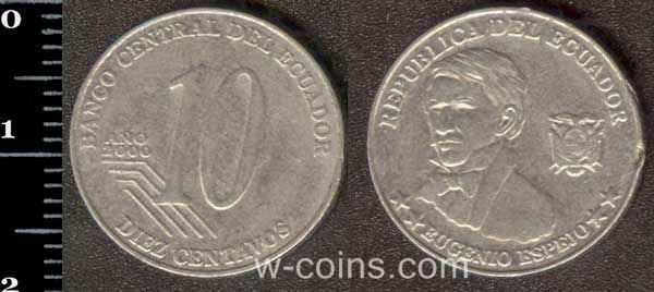 Монета Еквадор 10 сентаво 2000