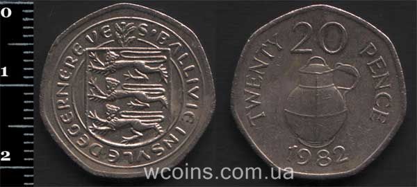 Монета Ґернсі 20 пенсів 1982