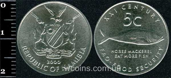Монета Намібія 5 центів 2000