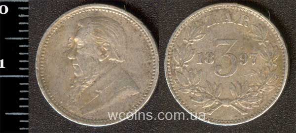 Монета Південна Африка 3 пенса 1897