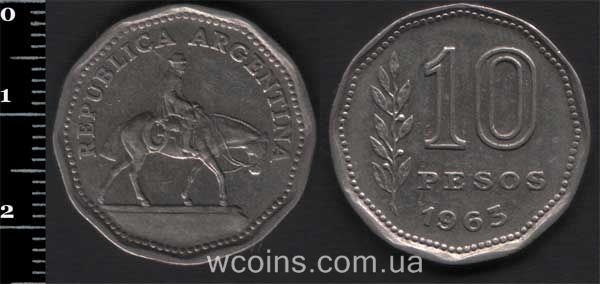 Монета Аргентина 10 песо 1963