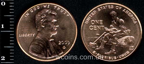 Монета США 1 цент 2009