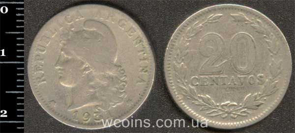 Монета Аргентина 20 сентаво 1931