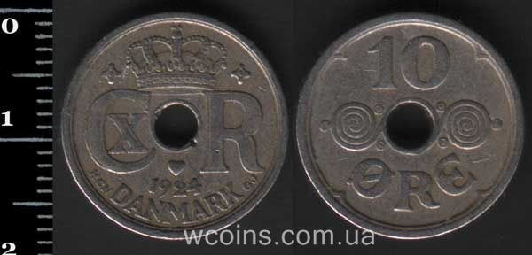 Монета Данія 10 ере 1924