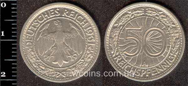 Монета Німеччина 50 рейхспфенігів 1931