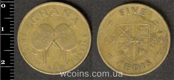 Монета Гана 5 седіс 1984