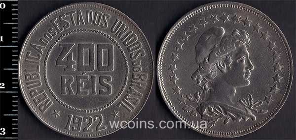 Монета Бразілія 400 рейсів 1922