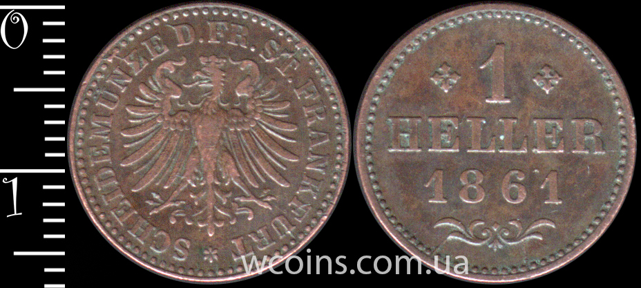 Монета Франкфурт-на-Майні 1 геллер 1861