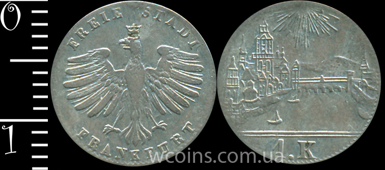 Монета Франкфурт-на-Майні 1 крейцер 1839