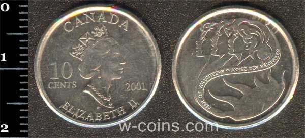 Монета Канада 10 центів 2001