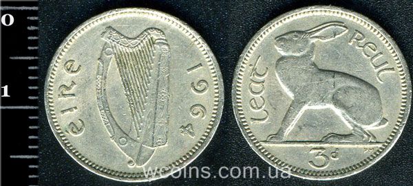 Монета Ірландія 3 пенса 1964