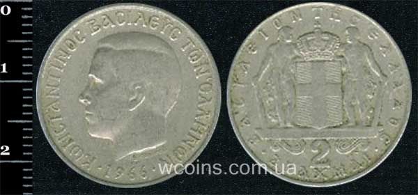 Монета Греція 2 драхми 1966