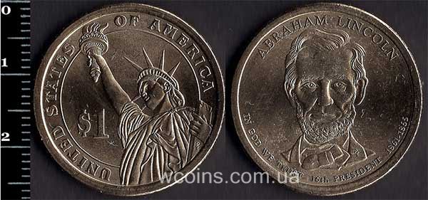 Монета США 1 долар 2010 Авраам Лінкольн