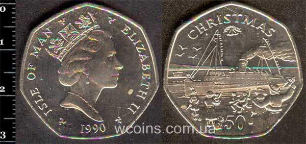 Монета Мен 50 пенсів 1990