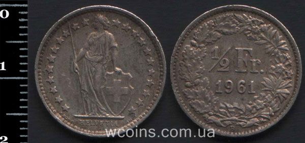 Монета Швейцарія 1/2 франка 1962