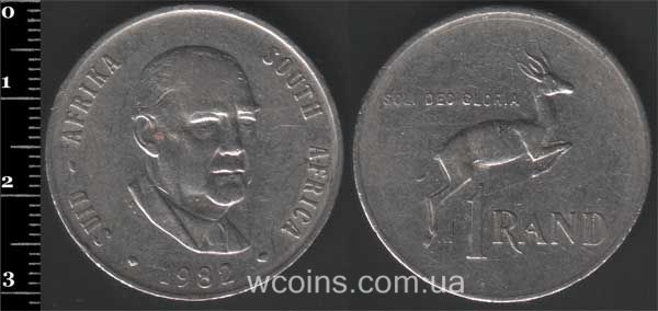 Монета Південна Африка 1 ранд 1982