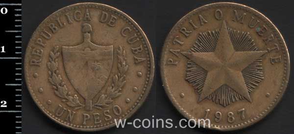 Монета Куба 1 песо 1987