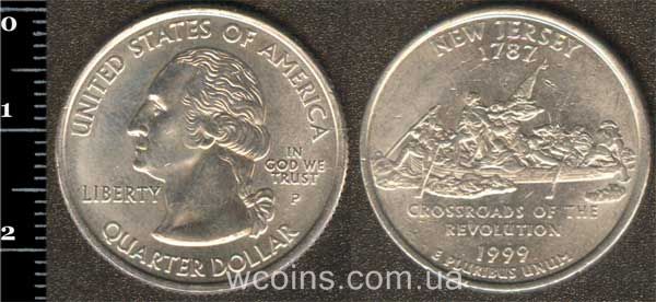 Монета США 25 центів 1999 Нью Джерсі