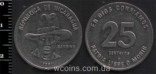 Монета Нікарагуа 25 сентаво 1981
