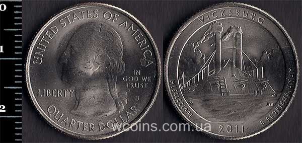 Монета США 25 центів 2011 Віксбург