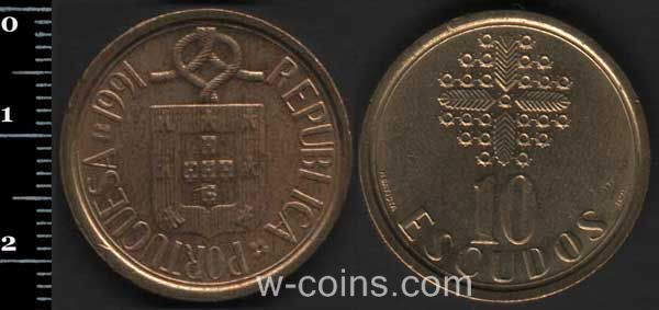 Монета Портуґалія 10 ескудо 1991