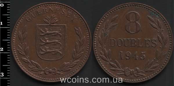 Coin Guernsey 8 doubles 1945