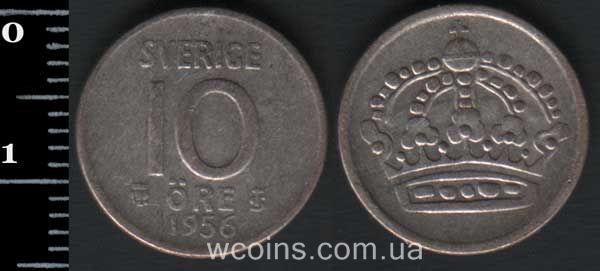 Монета Швеція 10 ере 1956