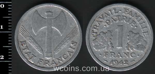 Монета Франція 1 франк 1942