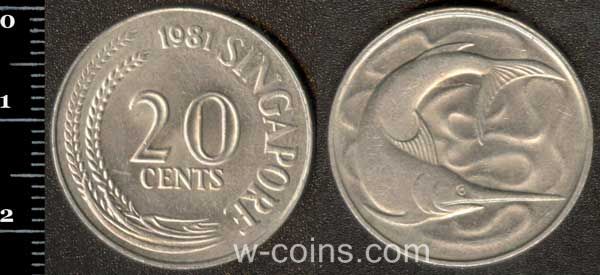 Монета Сінґапур 20 центів 1981