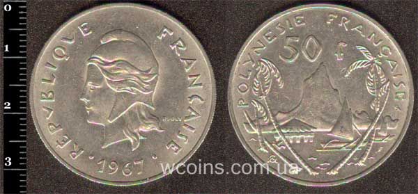 Монета Французька Полінезія 50 франків 1967