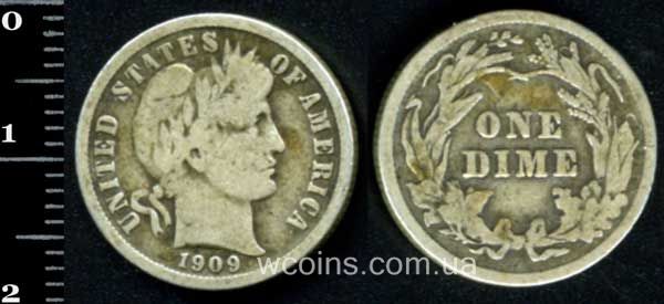 Coin USA 10 cents 1909