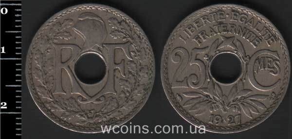 Монета Франція 25 сантимів 1927